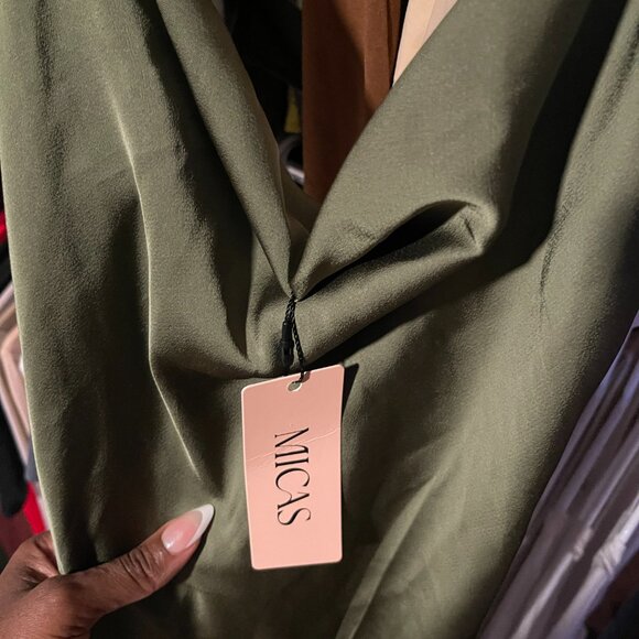Micas Olive Green Slip Dress – Small (NWT) - Picture 2 of 3